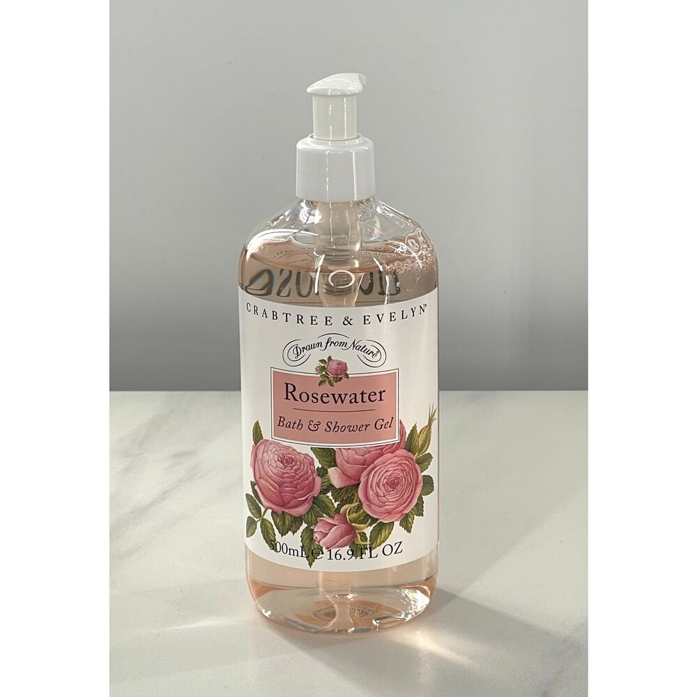NWT Crabtree & Evelyn Rosewater Bath & Shower Gel 16.9 oz Jumbo Pump Sealed